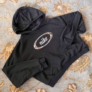Nike Black Hoodie with Floral Logo